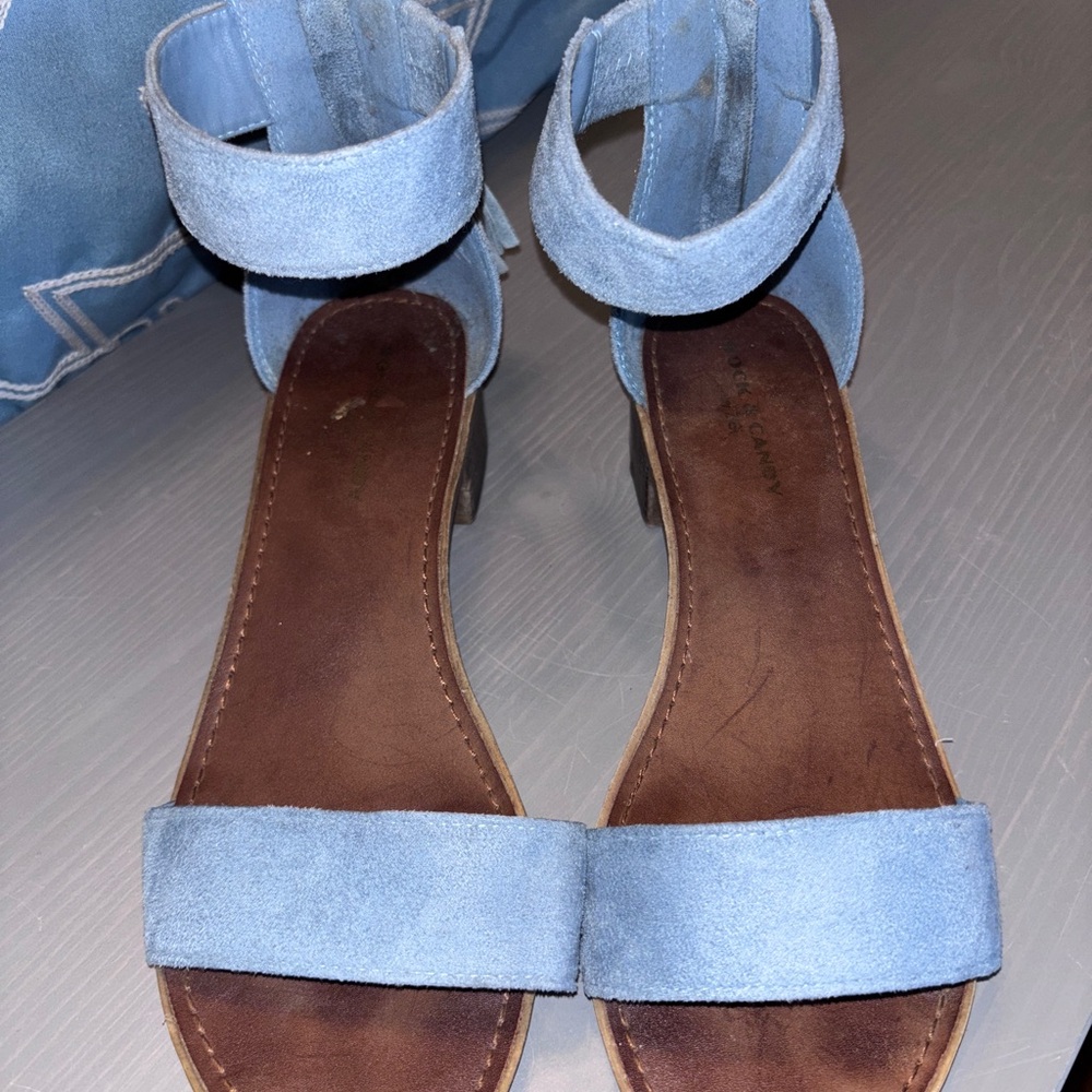 Rock & Candy Light Blue Suede Sandals